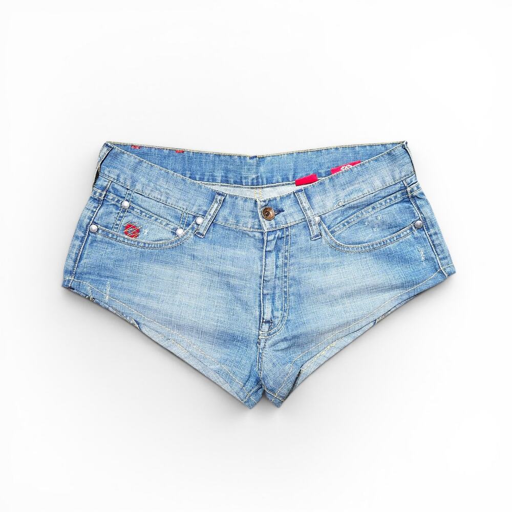 Y2k Micro Mini Denim Booty Shorts Euro Guru - Size 32
